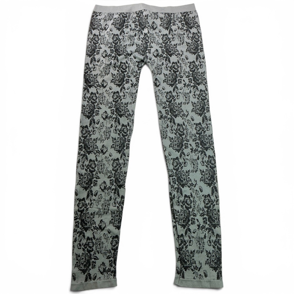 Princess Vera Wang Grey Black Floral Leggings Girls XL Stretch Elastic Waist